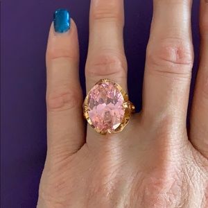 Gold and Pink Oval Ring Size 8